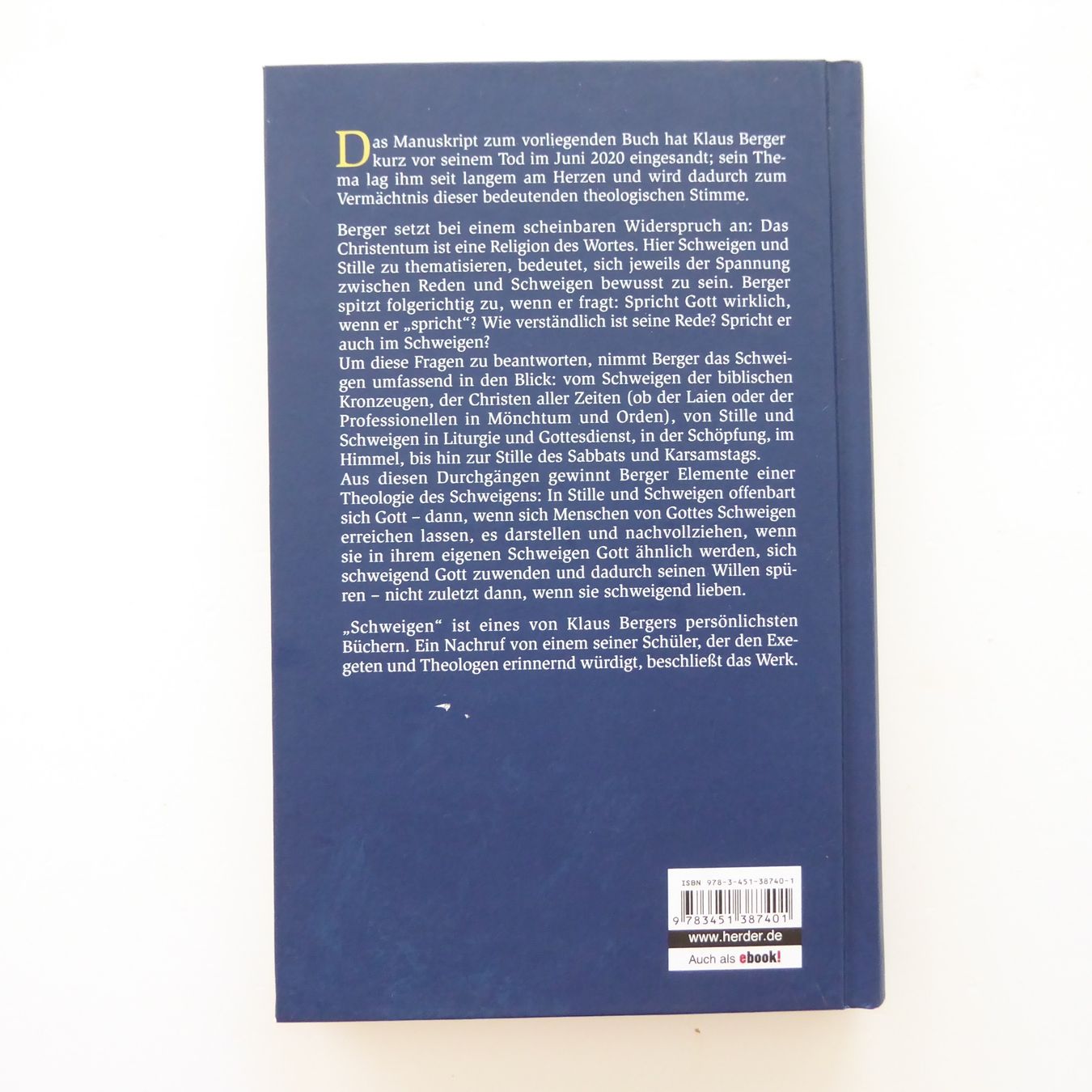 Libri: Schweigen - Eine Theologie der Stille – Usato da Basel venduto da Kunterbunt12 1