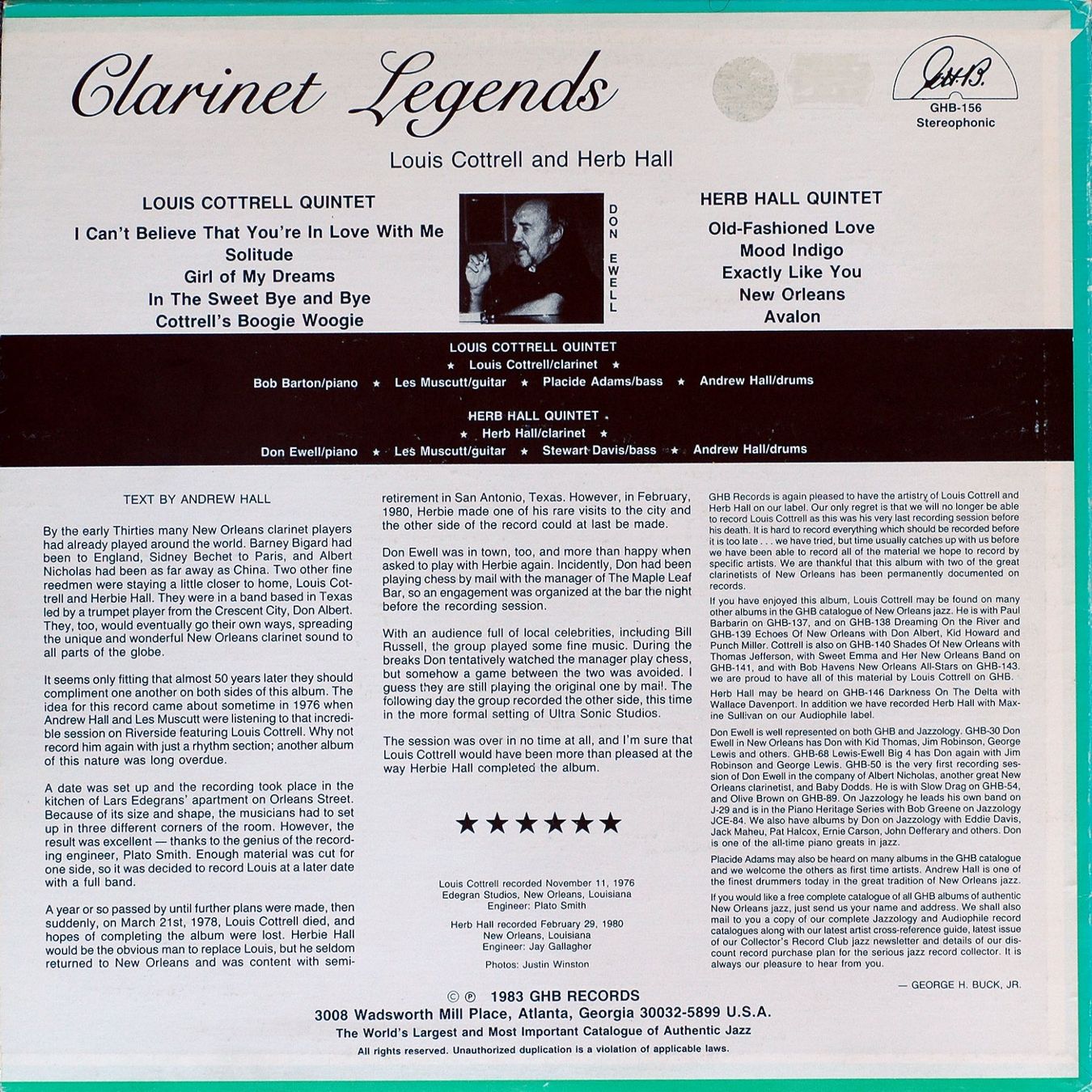 Dischi in vinile: Jazz LP: Herb Hall/Louis Cottrell "Clarinet Legends" – Usato da Hochfelden venduto da mue_lhm9 1