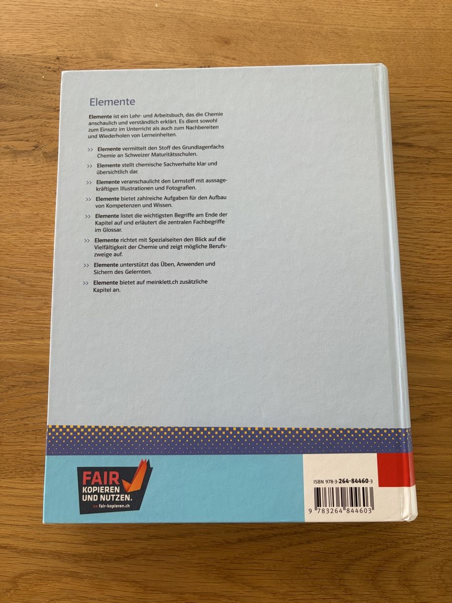 Bücher: Elemente Schulbuch Grundlagen Chemie – Neu (gemäss Beschreibung) aus Spiez von Bluesky2000 1