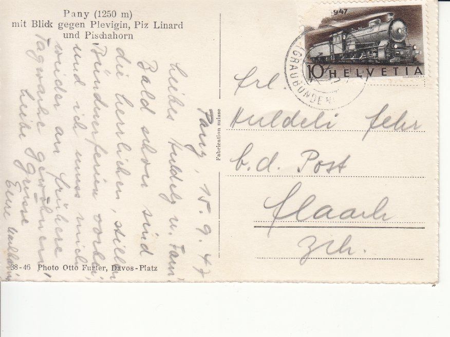 Cartoline postali: Pany 1947 – Usato da Bürglen TG venduto da StampGraf 1