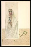 sign. Th. Kempf: Jugendstil, Frau in lan
