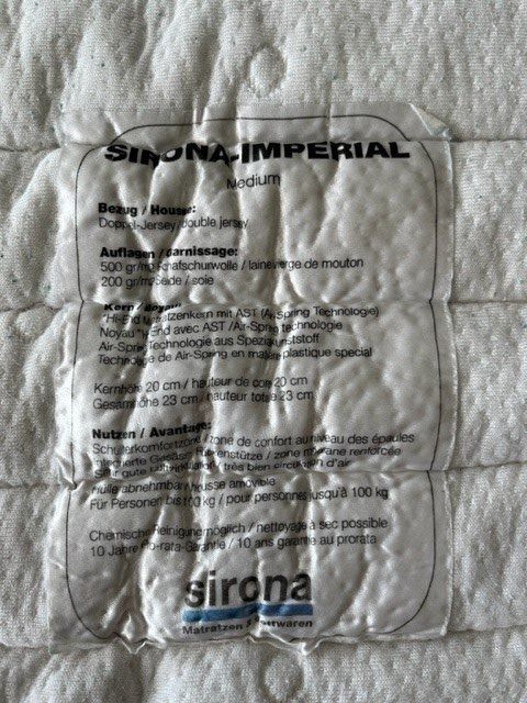 Materassi: Matratze Sirona Imperial Medium – Usato da Kilchberg ZH venduto da nil_tvt7 2