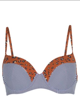 NEU! Schicker Bikini Grösse B80 gestreift mit Leo-Print