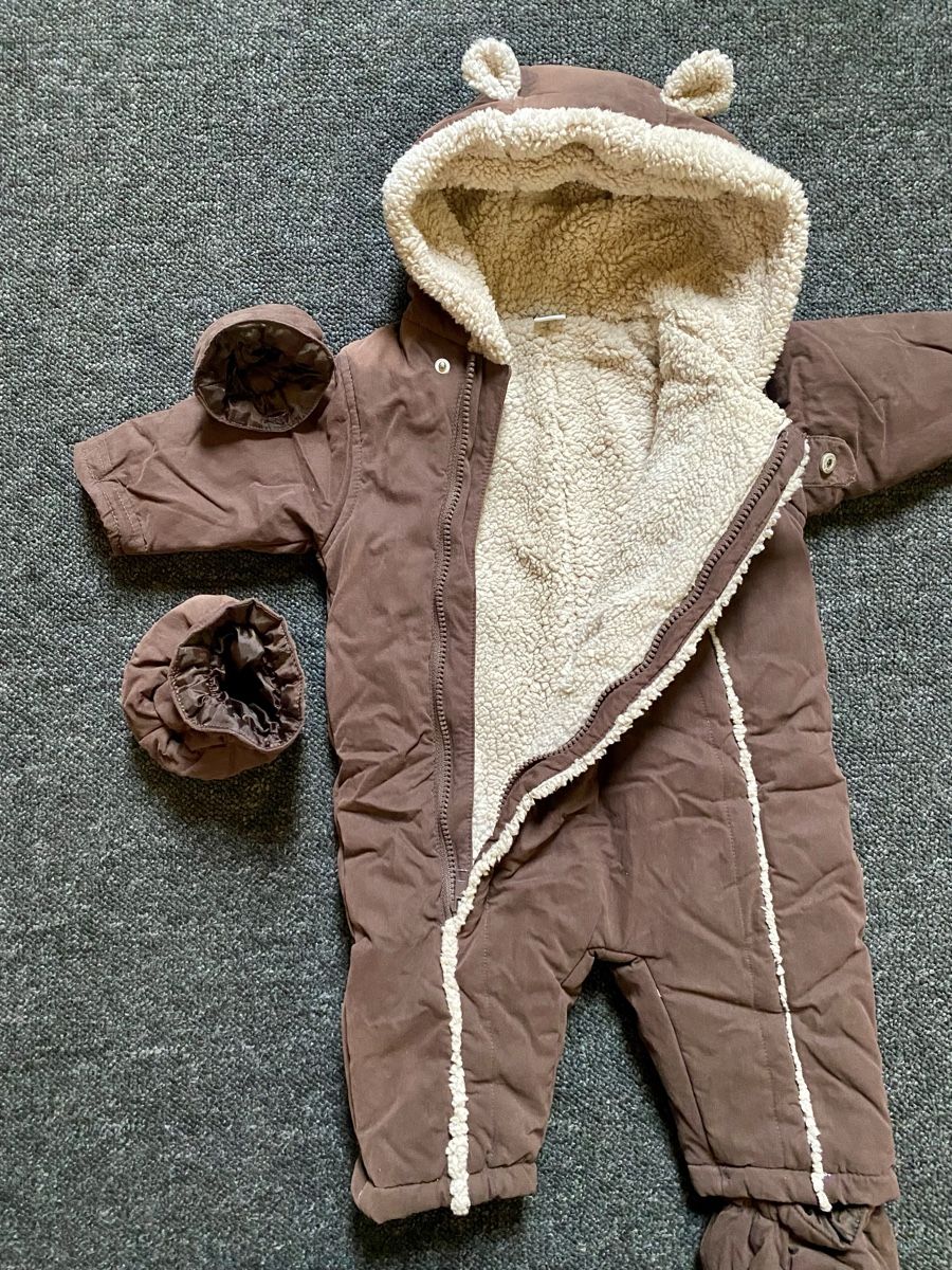 Babyanzüge: Süsser Winteroverall Gr.68 Braun Bärchen Ohren – Gebraucht aus Worben von Teddy112 2