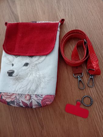 HandyTasche mit Hirschmuster und Blumen,handarbeit