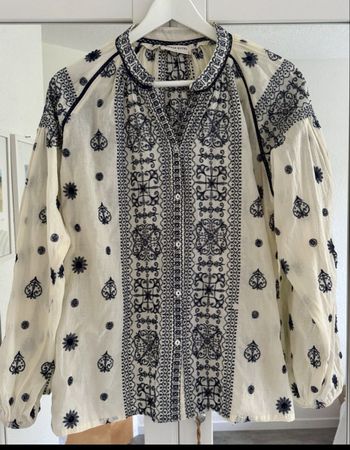 Blue and White Blouse Top Maison Hotel Top Gr L