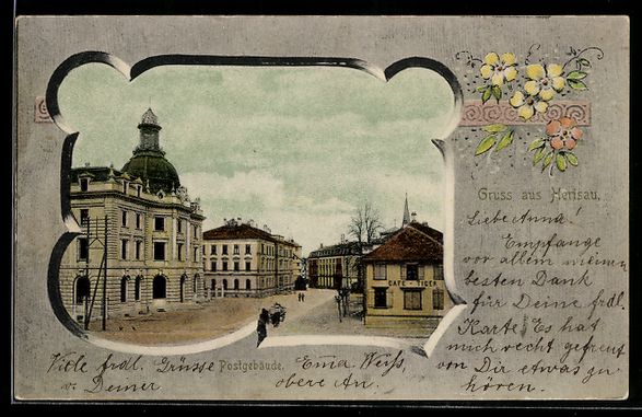 Cartoline postali: Herisau, Strassenpartie mit Café Tiger  – Usato da Berlin venduto da bartko-reher