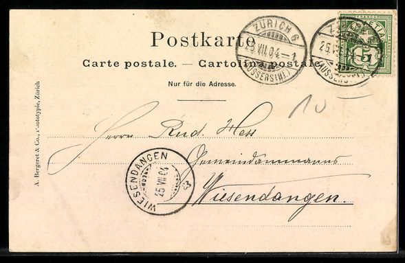 Cartoline postali: AK Zürich, Kaserne, 1904 – Usato da Berlin venduto da bartko-reher 1