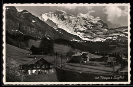 AK Wengen, Ortsansicht mit Jungfrau