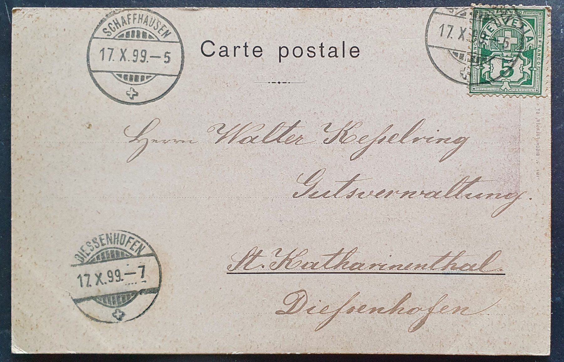 Ansichtskarten: Saint-Imier 1899 - Rue du Stand – Gebraucht aus Kreuzlingen von Rschweiz1 1