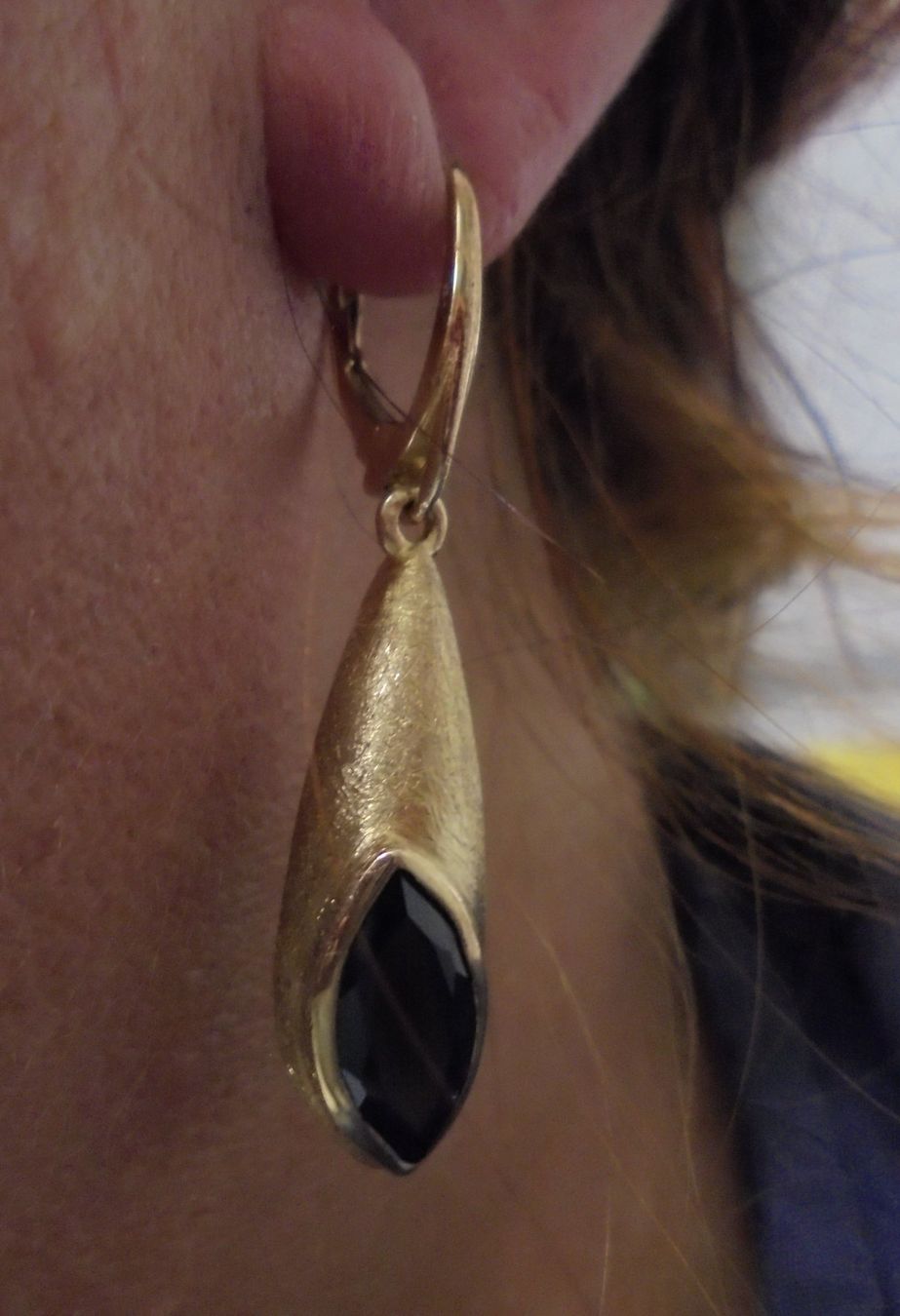 Orecchini pendenti & Orecchini a lobo: Echtschmuck: Onyx-Silberohrringe 925er, vergoldet – Nuovo (secondo la descrizione) da Zuchwil venduto da maumauchi 2