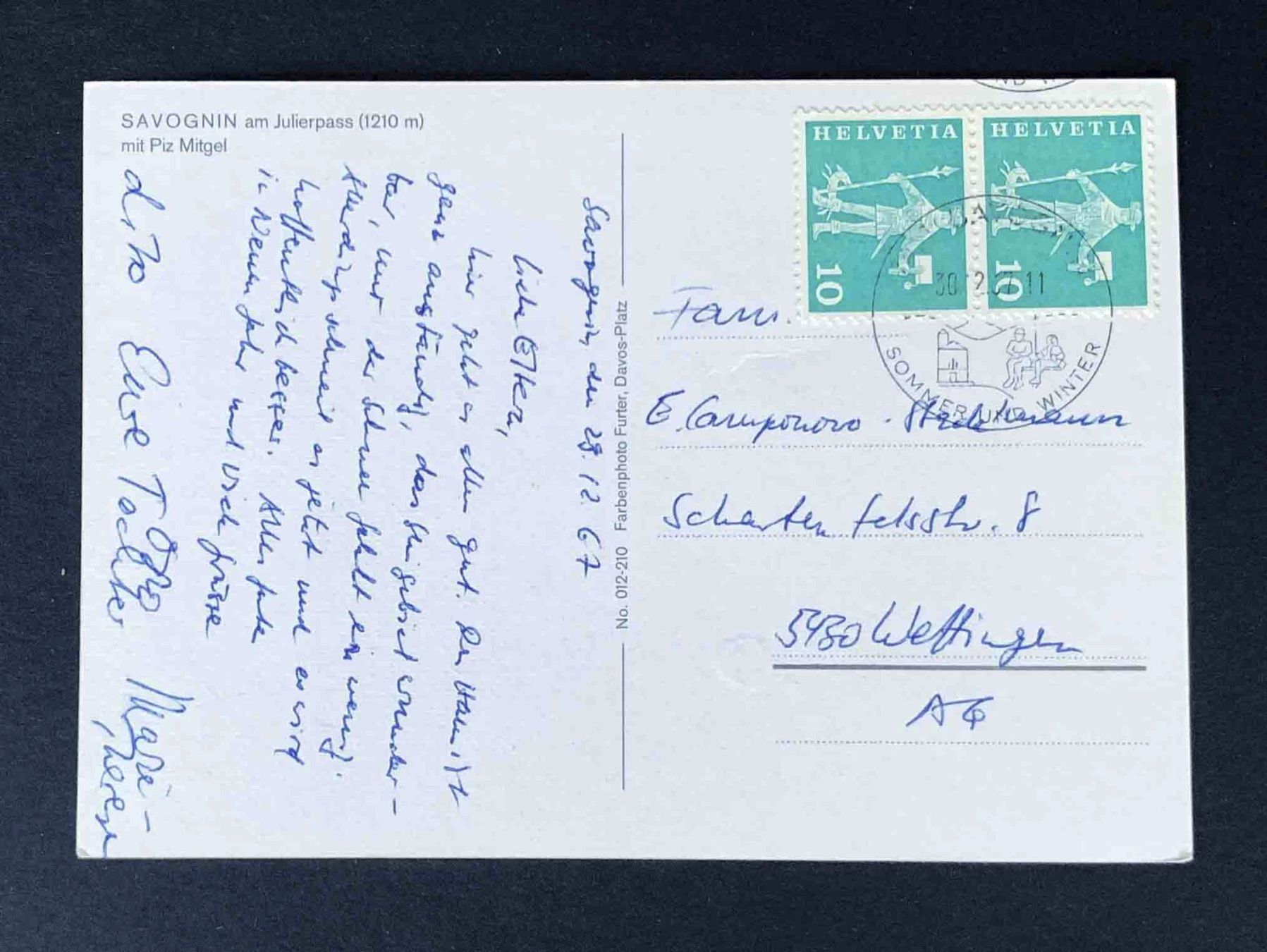Cartes postales: AK Savognin am Julierpass – D'occasion à Goldau par artelier1 1