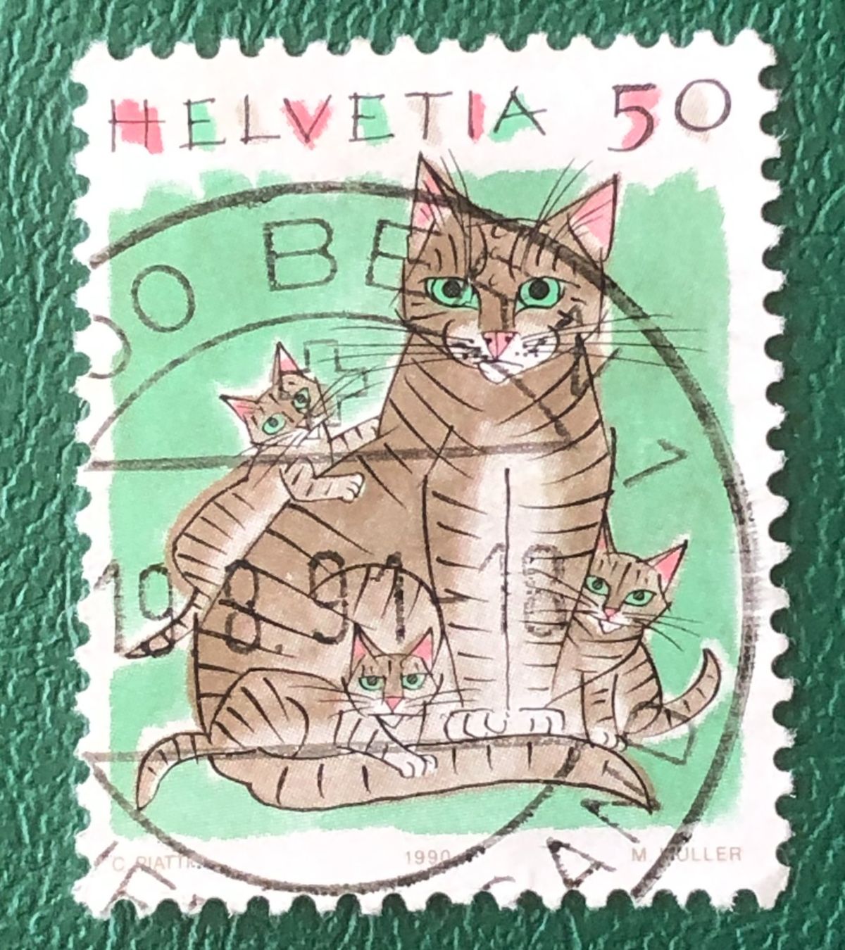 Alle Briefmarken: Nr.790 mit VollStempel Katzen 1990 Bern   – Gebraucht aus Aarau von Billa007