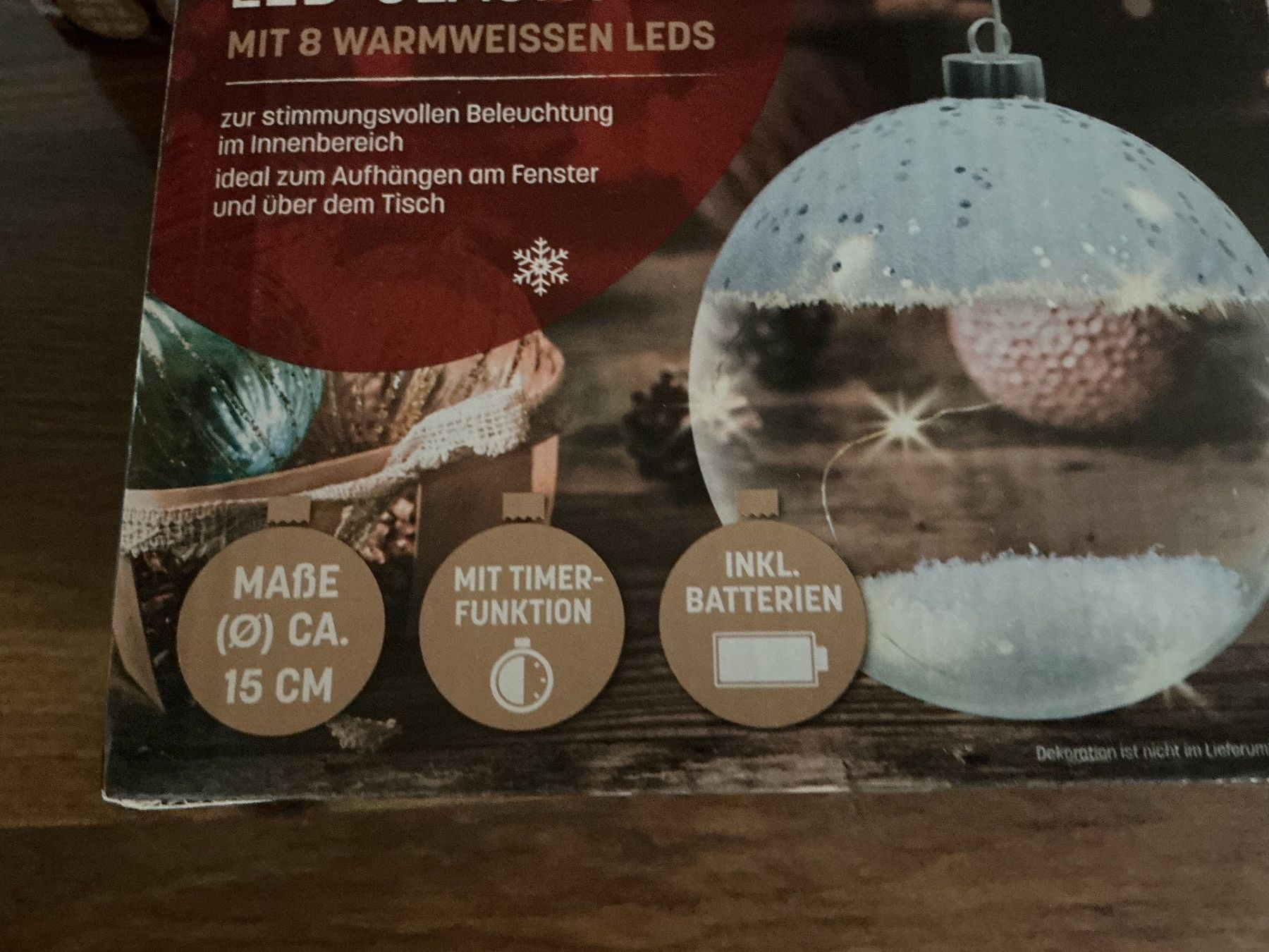 Tutte le decorazioni: LED-Glaskugeln, 3er Set, 8 warmweisse LEDs, Timer, – Nuovo (secondo la descrizione) da Gretzenbach venduto da Winery 3