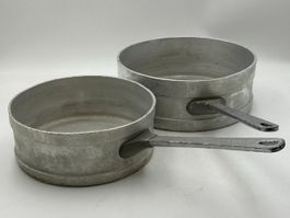 2x Militär Pfannen Alu ø24.5 & ø28 cm – massiv Pfadi Camping