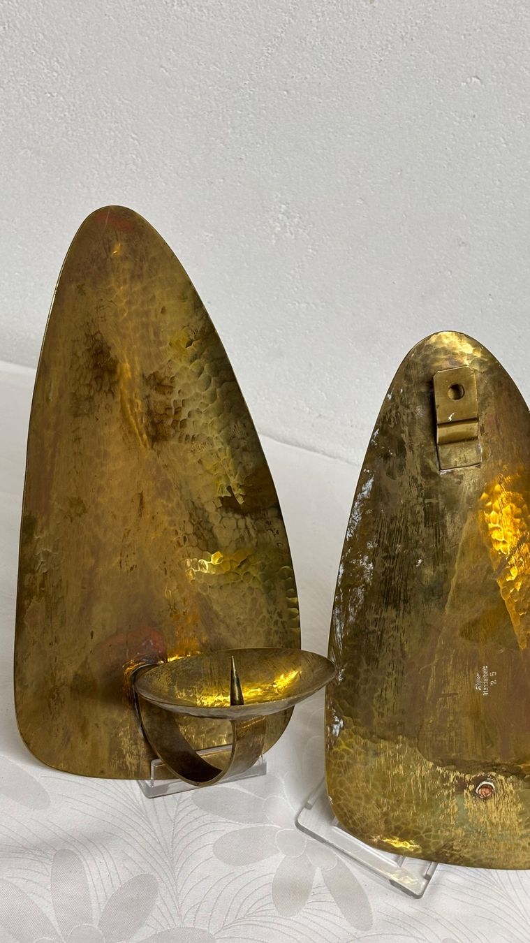 Portacandele: Mid Century Design Brass Wall Sconce Pair – Usato da Zürich venduto da jas_5mwh
