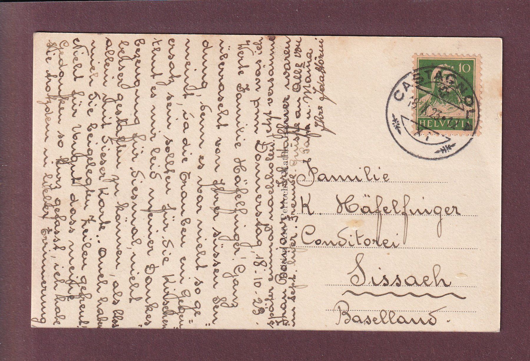 Cartoline postali: Un saluto da CASTAGNOLA - Barca - 1923 – Usato da Pully venduto da nicecards 1