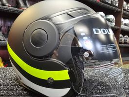 Casque Caberg Jet Uptown Chrono noir/jaune fluo/blanc mat