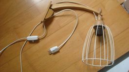 Wandlampe mit Kabel/Stecker Holz und Drahtschirm