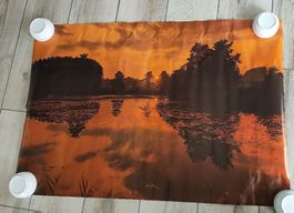 Grosses Vintage Poster – Landschaft bei Sonnenuntergang