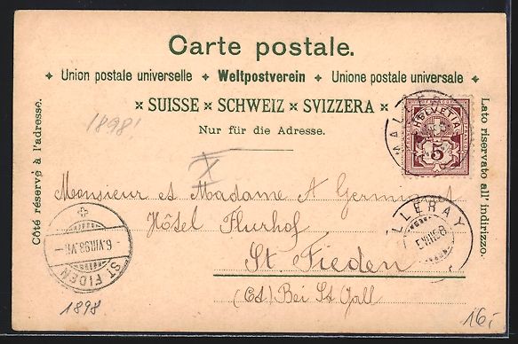 Cartoline postali: Litho Morat, Ortsansicht aus der Vogelsc – Usato da Berlin venduto da bartko-reher 1