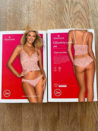 NEUER Erotik Spitzen 2-Teiler rosa Obsessive Gr. M - 40035