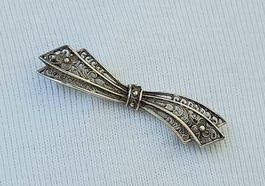 Antike Brosche Schleife Filigran  Silber 835