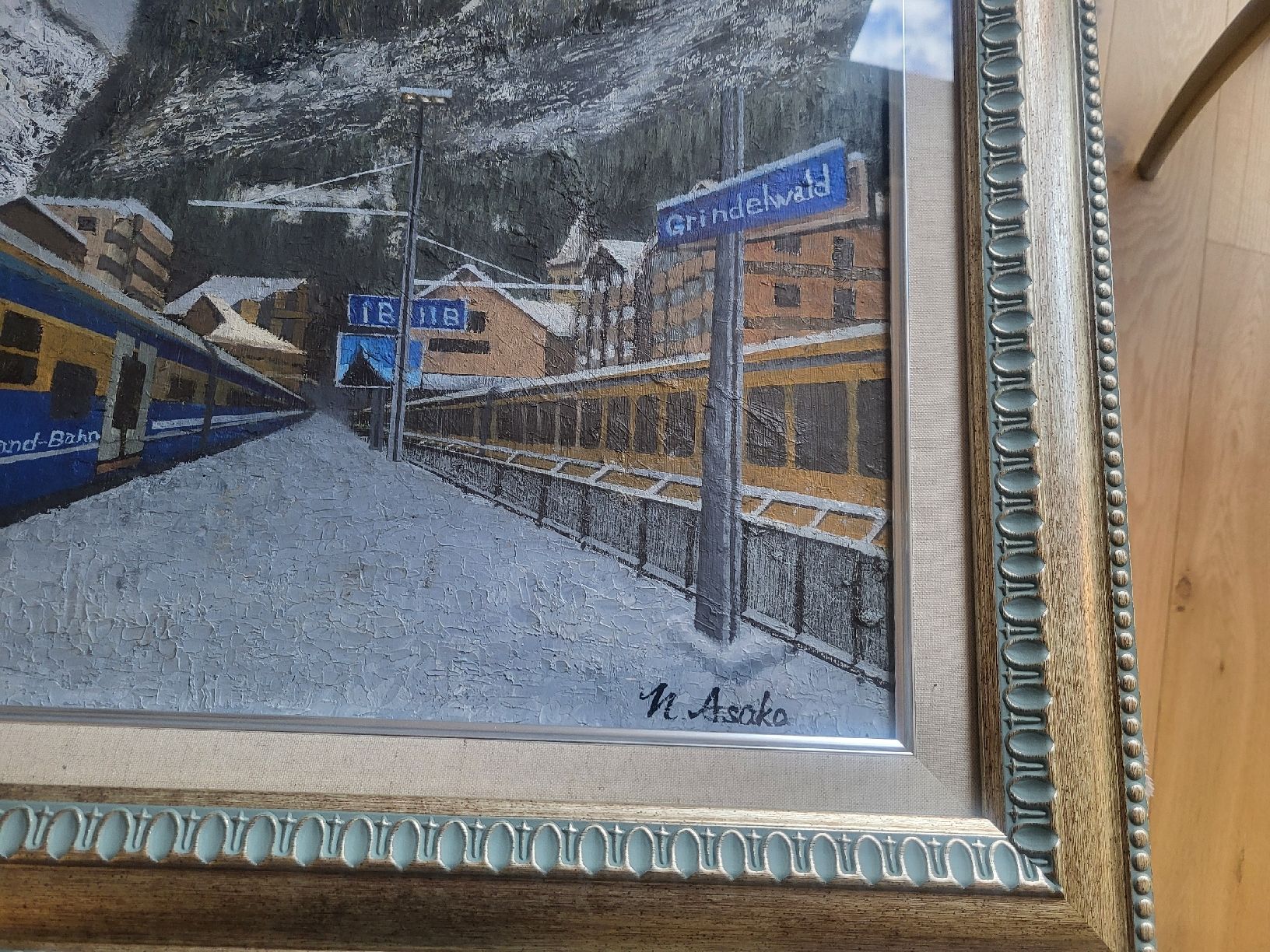 Dipinti: Oelgemälde  Grindelwald Bahnhof – Usato da Gutenswil venduto da ghekko88 2