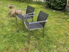 4 Gartenstühle Metall mit Netzbespannung 