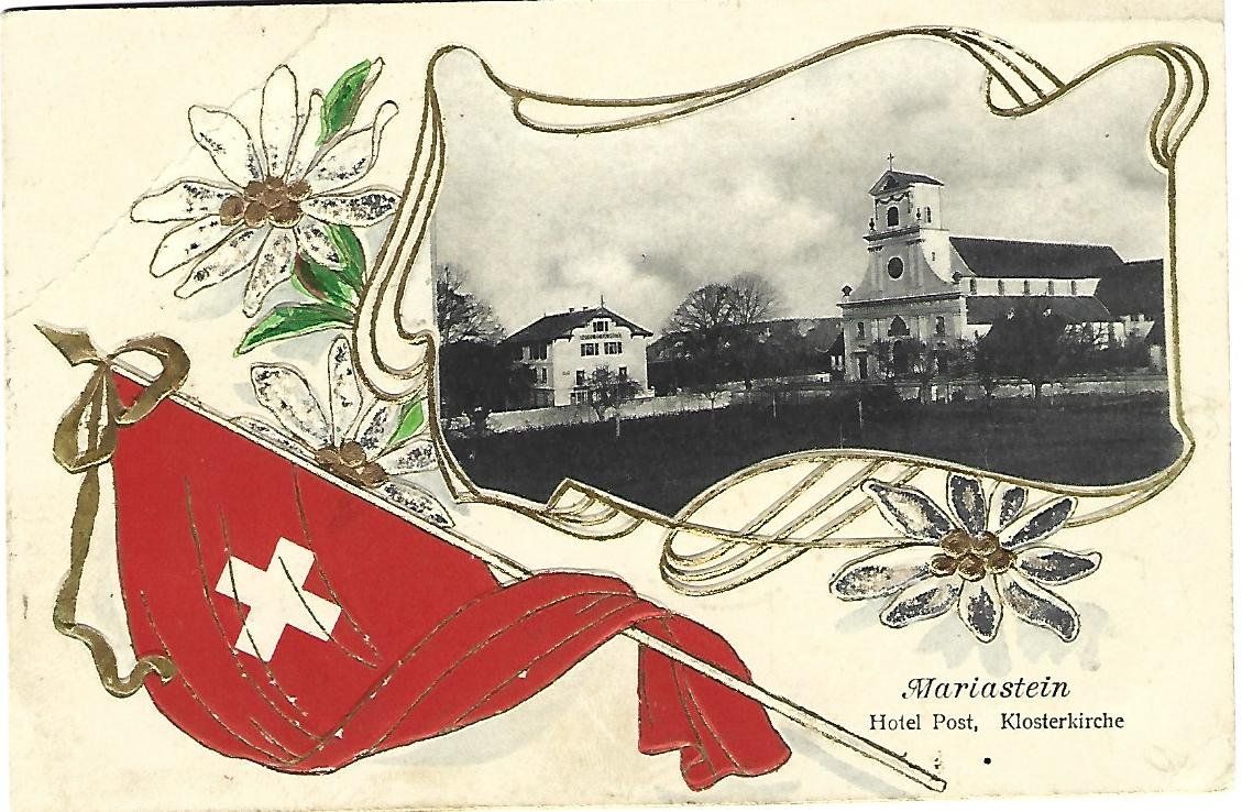 Cartoline postali: Mariastein Hotel Post Klosterkirche – Usato da Wetzikon ZH venduto da Brulu100