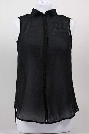 H&M armellose Bluse sheer schwarz