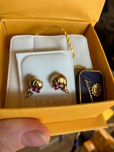 Orecchini pendenti & Orecchini a lobo: Ohrringe 14K Gold mit Rubinen – Nuovo e nell'imballaggio originale da Triesen venduto da hor_6kx9 1
