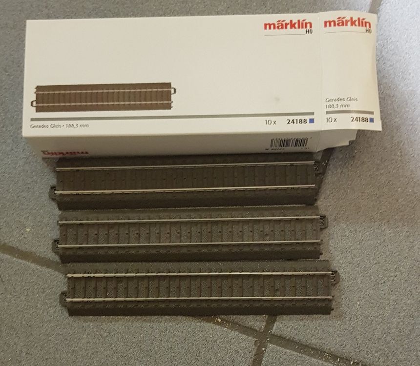 Rail Droit Märklin 24188 Avec Ballast Pour Train Miniature HO - Longueur 188,3 Mm