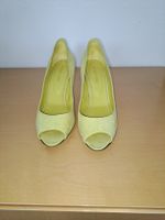 Sergio Rossi Pumps, Gr. 38, hellgelb, goldener Absatz ✨