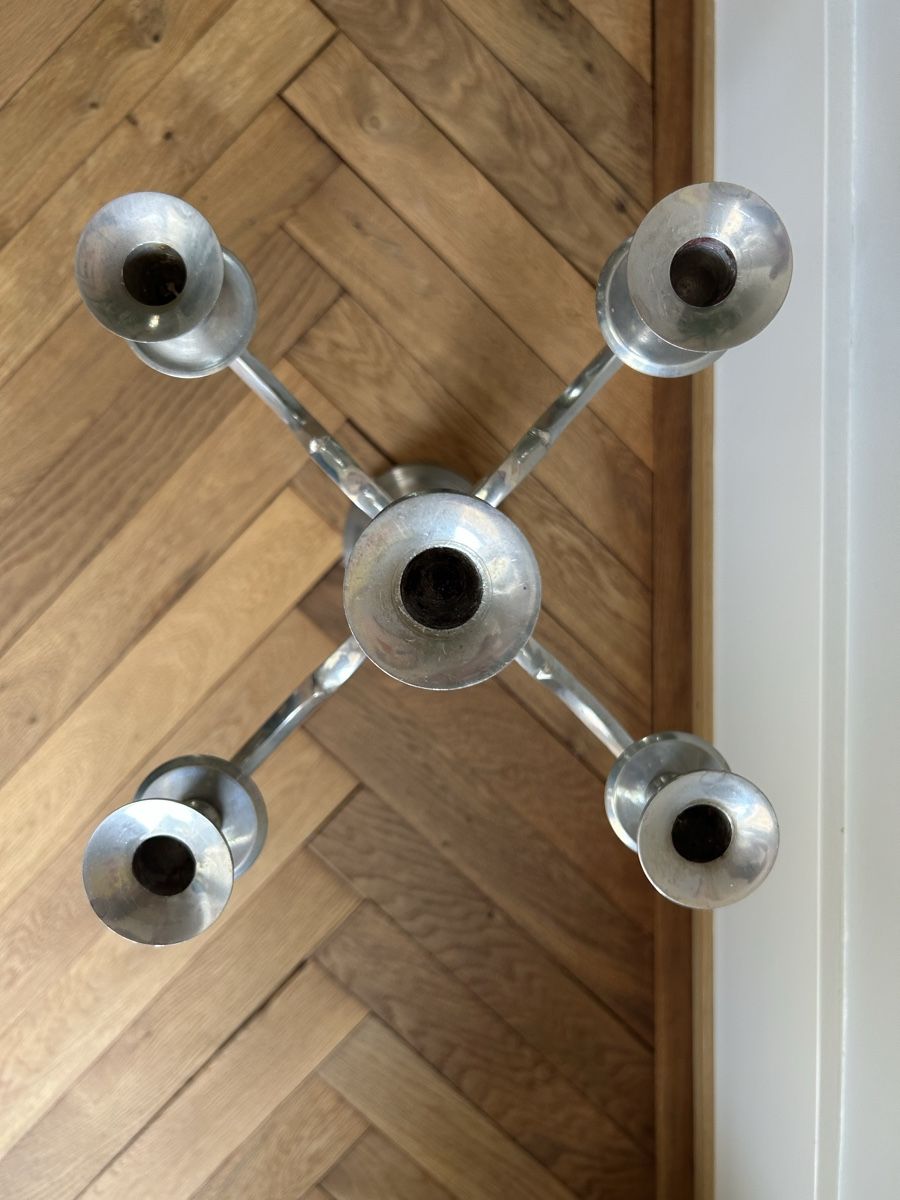 Portacandele: Vintage Kerzenständer gross 63cm Silber-look – Usato da Bern venduto da fellow75 1