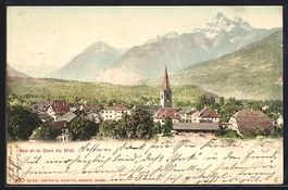 AK Bex, Panorama avec Dent du Midi, 1901