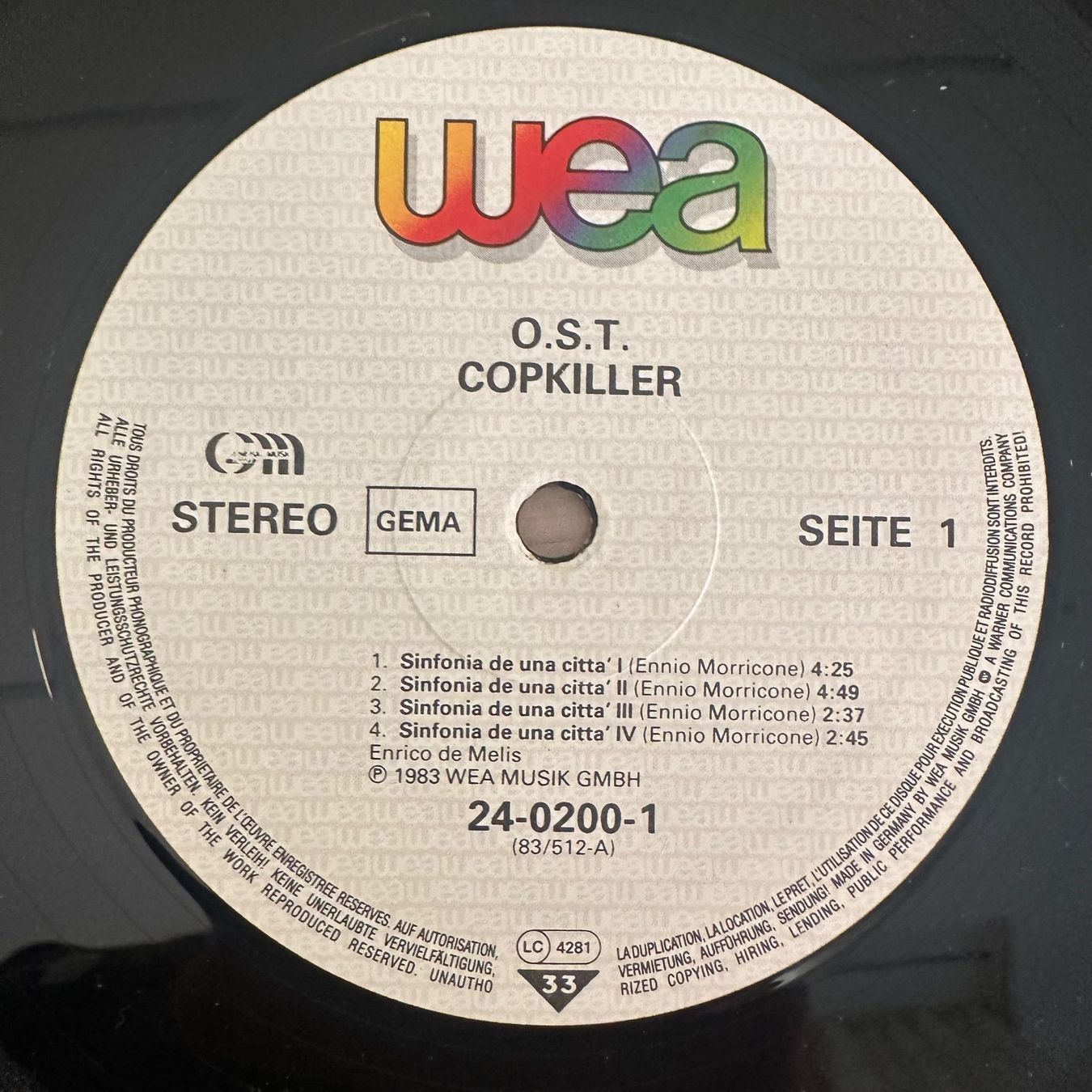 Dischi in vinile: Ennio Morricone - Copkiller - LP (johnny rotten) – Usato da Caslano venduto da campo_santo 2