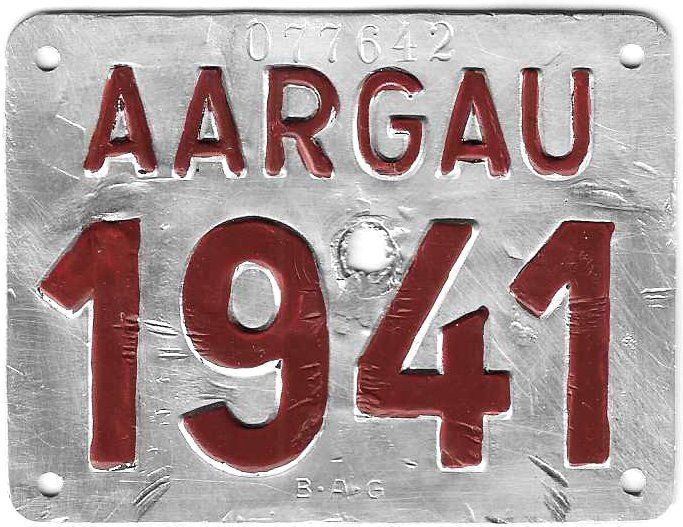 Insegne: Velonummer Aargau 1941 AG 41 – Usato da Bülach venduto da anska