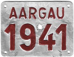 Velonummer Aargau 1941 AG 41