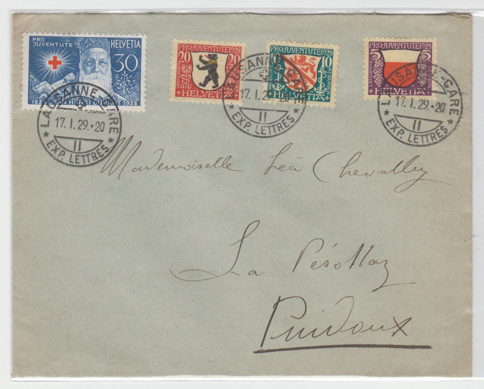 Alle Briefmarken: Pro Juventute 1928 sur carte – Gebraucht aus Boécourt von Denteles66