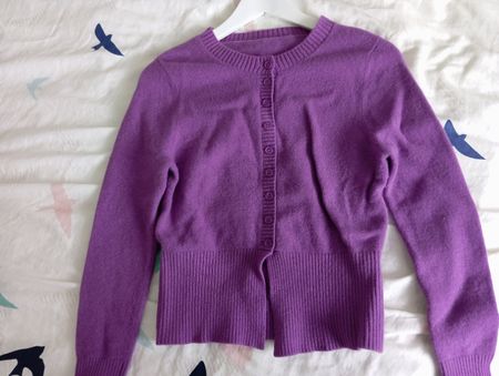 Lila Cashmere-Cardigan, Grösse XS–S
