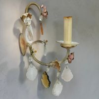 Ancienne applique murale vintage avec pampilles en verre