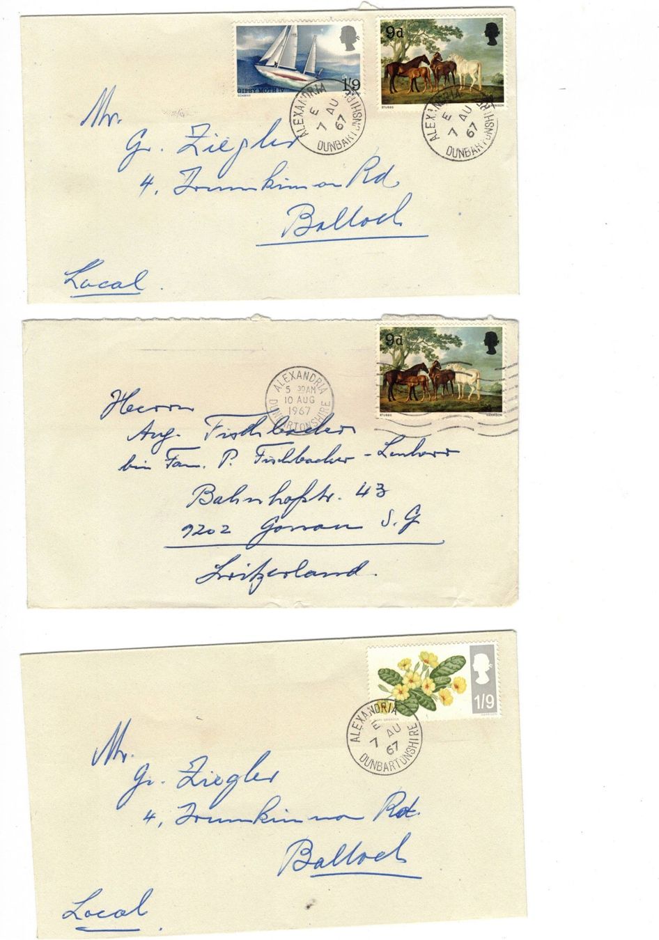 Alle Briefmarken: England Briefmarken Bedarfsbriefe Pferde Boote – Gebraucht aus Widnau von Seppl480