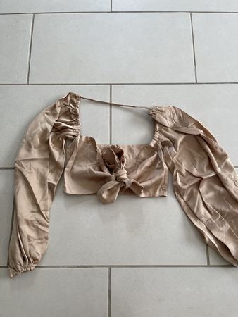 Gold Braunes Top mit Schleife Gr S