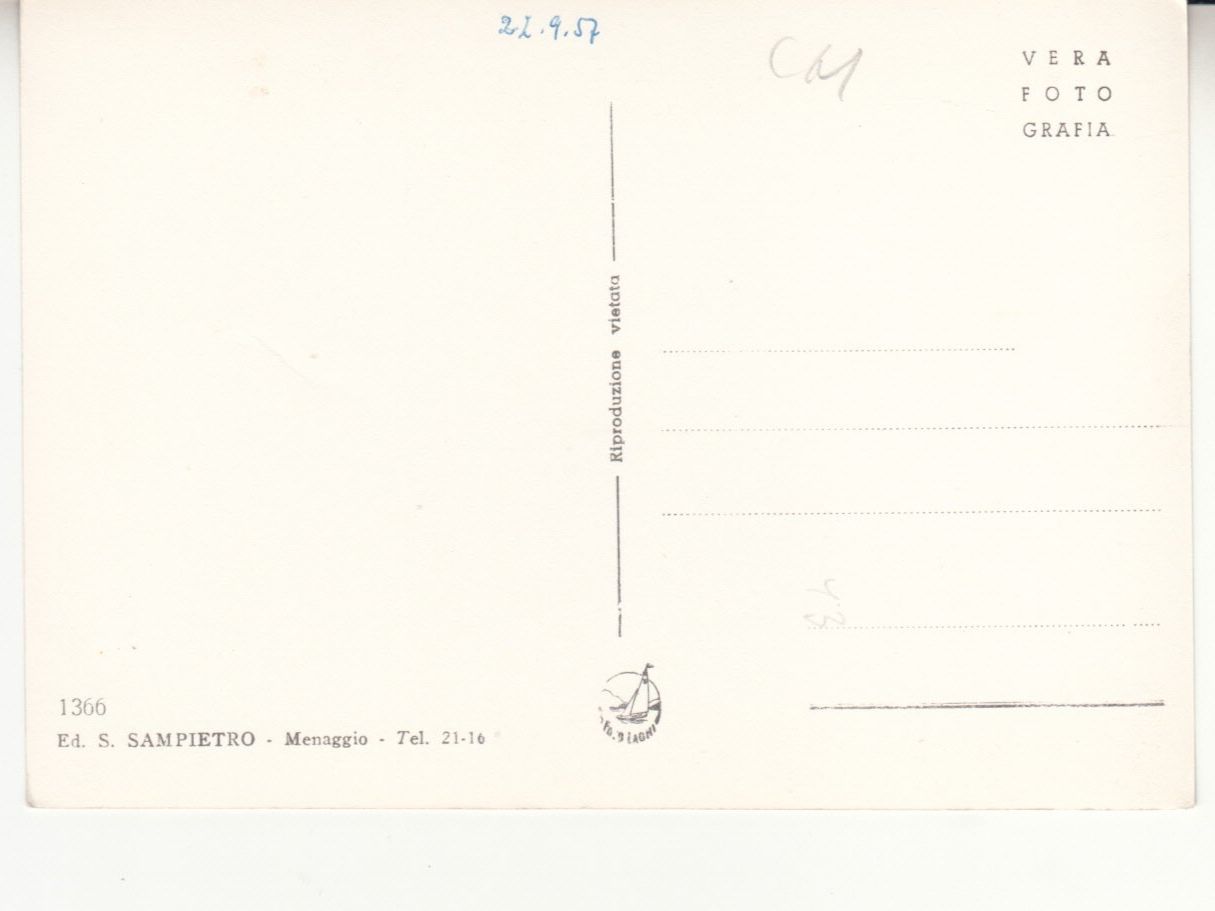 Cartoline postali: Porlezza 1957 – Usato da Bürglen TG venduto da StampGraf 1