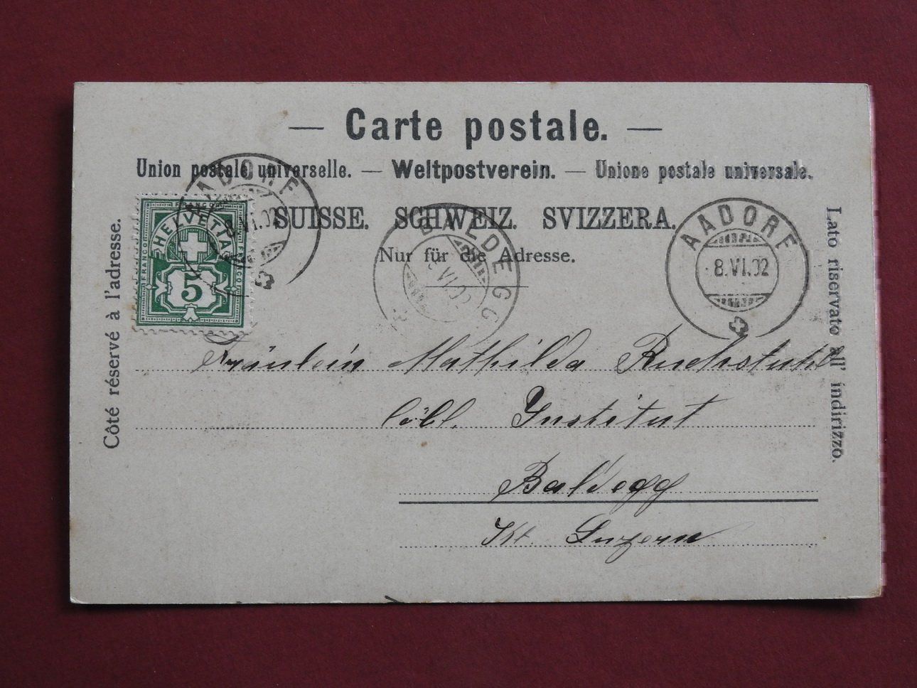 Cartoline postali: Schöne AK von Aadorf 1902 – Usato da Rain venduto da 999-800-K 1