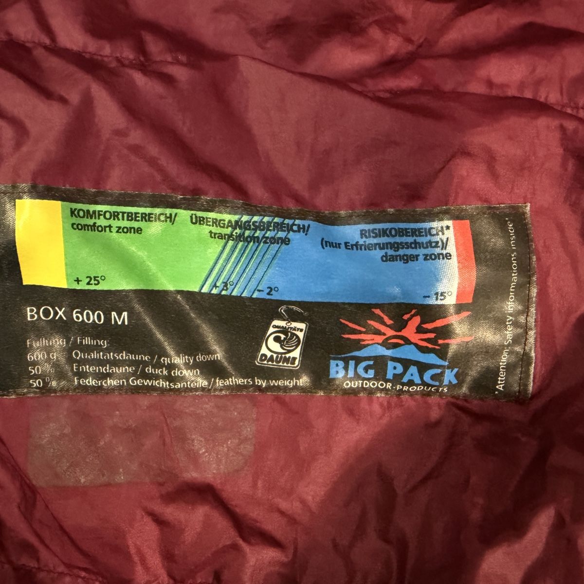Schlafsäcke: Big Pack Schlafsack BOX 600 M Daune gute Zustand – Gebraucht aus Thun von BanjoDan 4