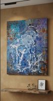 Gemälde blau weiss Abstrakt handmade 60×80