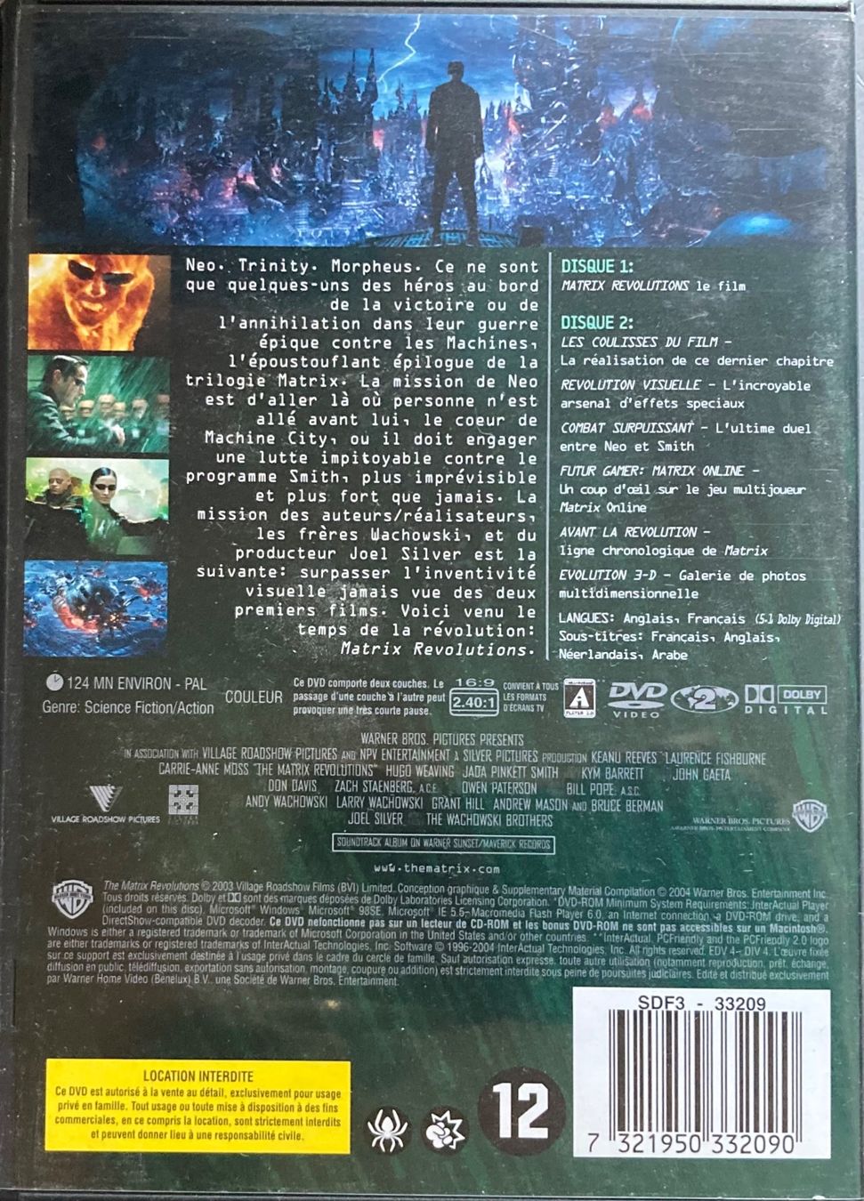 Tutti i DVDs: MATRIX REVOLUTIONS – Usato da Poliez-Pittet venduto da Newtown-Records 1