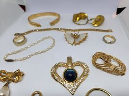 Schmuckkonvolut goldfarben, vintage, Modeschmuck,